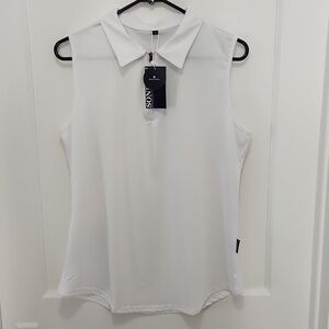 NWT Soneven White Sleeveless Golf Shirt Size Large